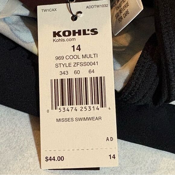 Dana Buchman Black Blue Floral Tankini Top NWT Women’s 14. - Picture 10 of 12